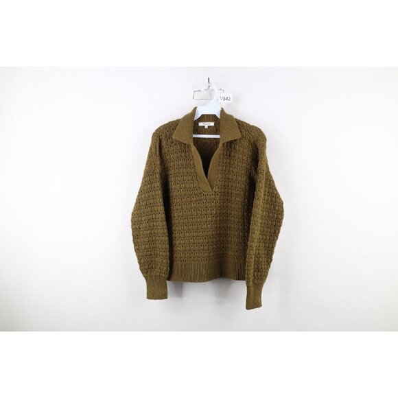 Madewell Sweaters - Madewell Womens M Sunbury Open Stitch Merino Wool Blend Knit Collared Sweater